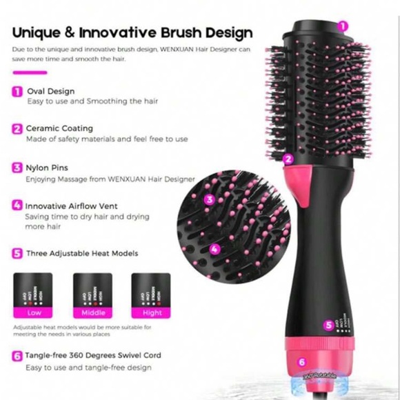 3 in 1 Hair Dryer Brush Blow Dryer with Comb One Step Hair Blower Brush Hot Air - Picture 9 of 10